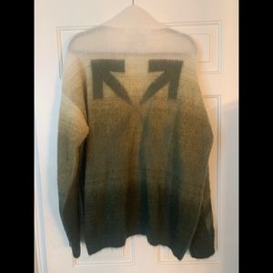Off-White Green ombre mohair zip up sweater xl